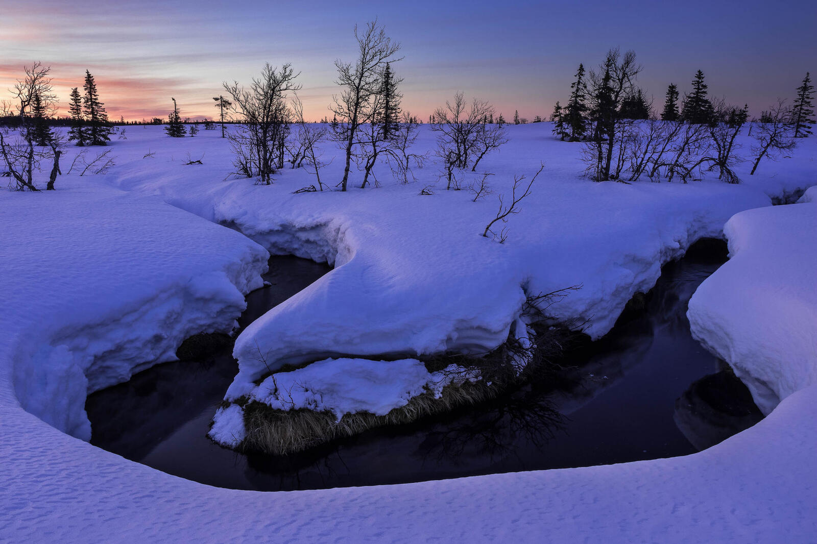 Wallpapers nature snow stream on the desktop