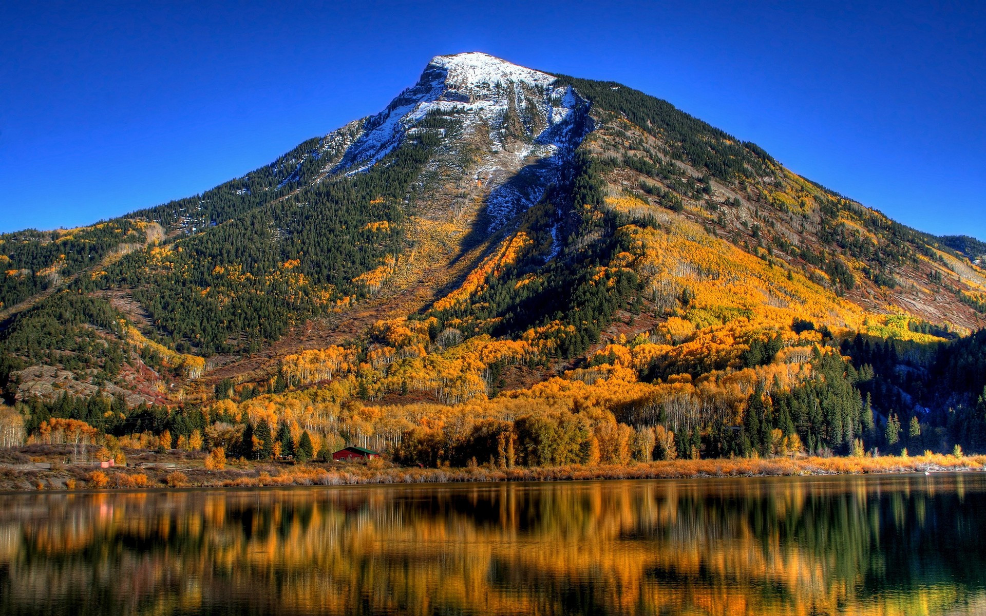 Обои горы осень отражение на рабочий стол