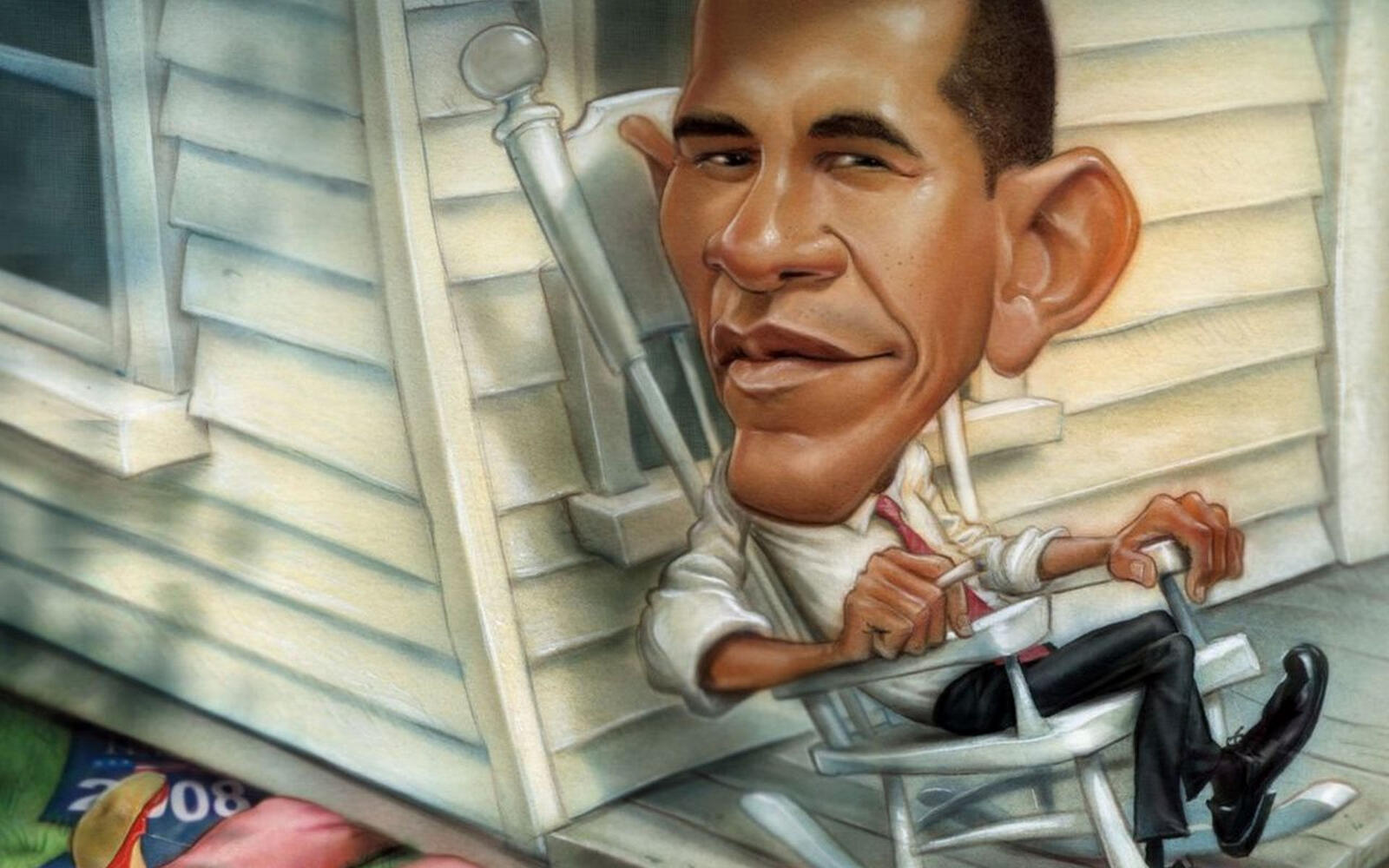 Wallpapers drawing cartoon barack obama on the desktop