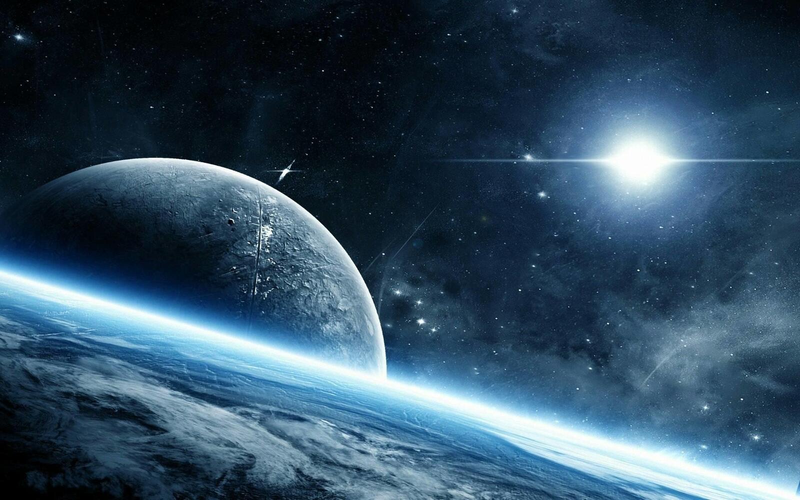 Wallpapers space planet light on the desktop