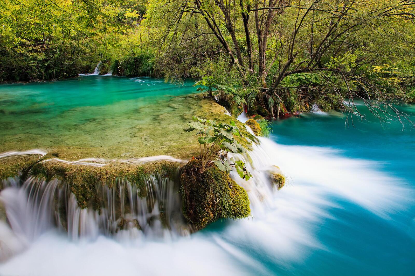 Wallpapers Plitvice lakes national park waterfall summer on the desktop