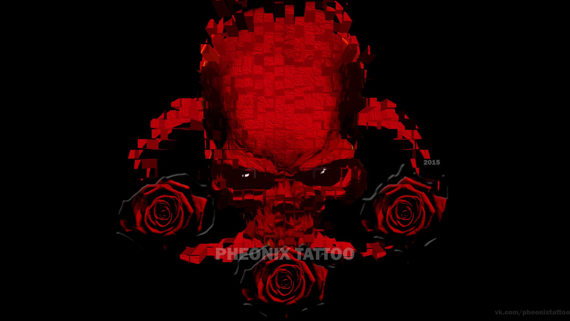 Wallpapers skull red rose on the desktop