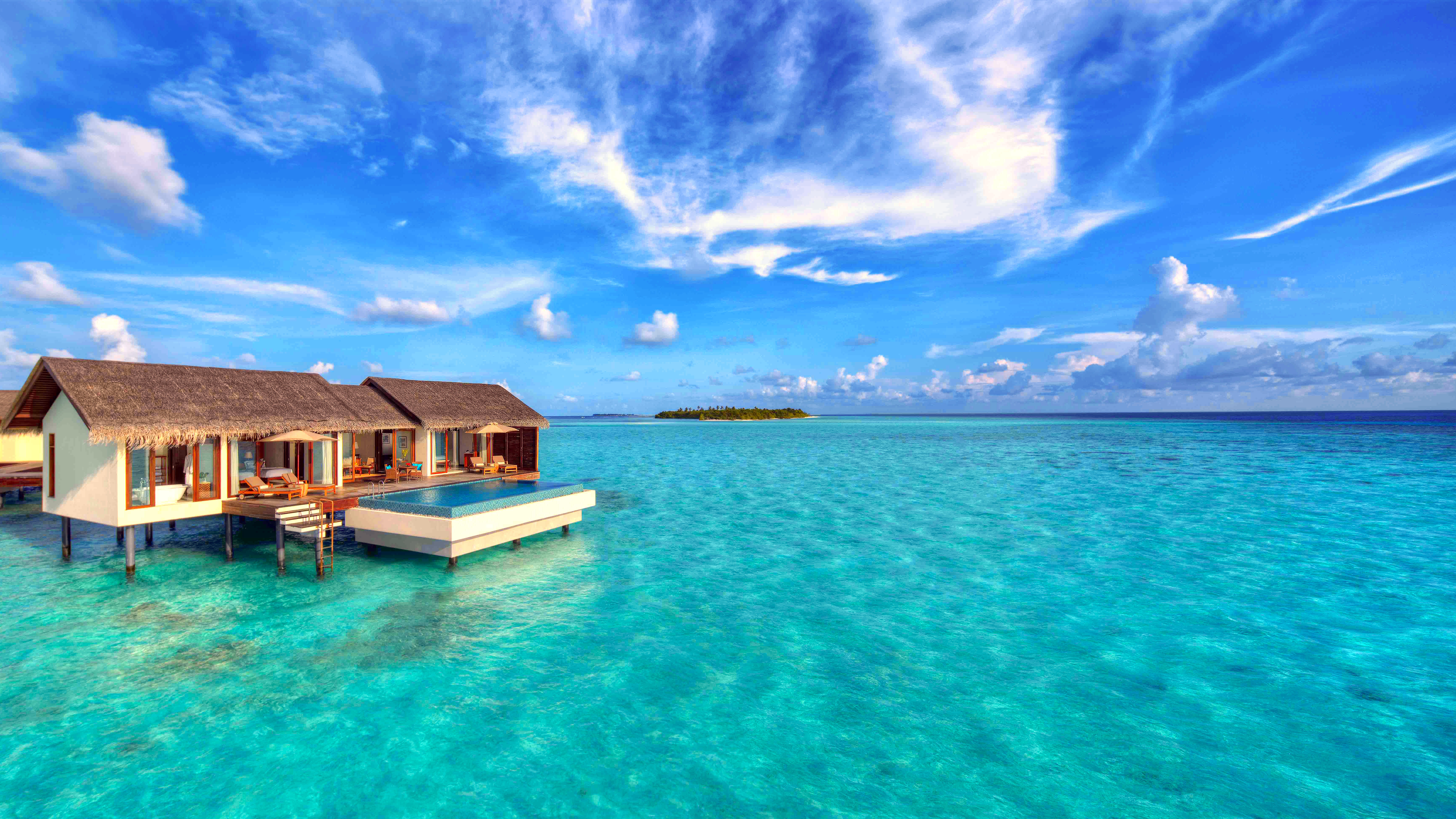 Бесплатное фото Дома на воде на Мальдивах