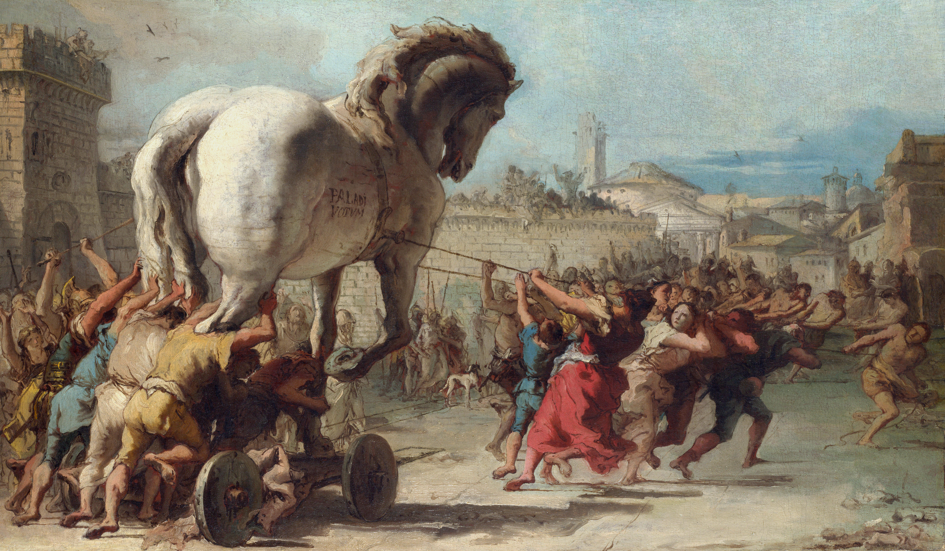 Обои Шествие Троянского коня картина Джованни Доменико Тьеполо на рабочий стол