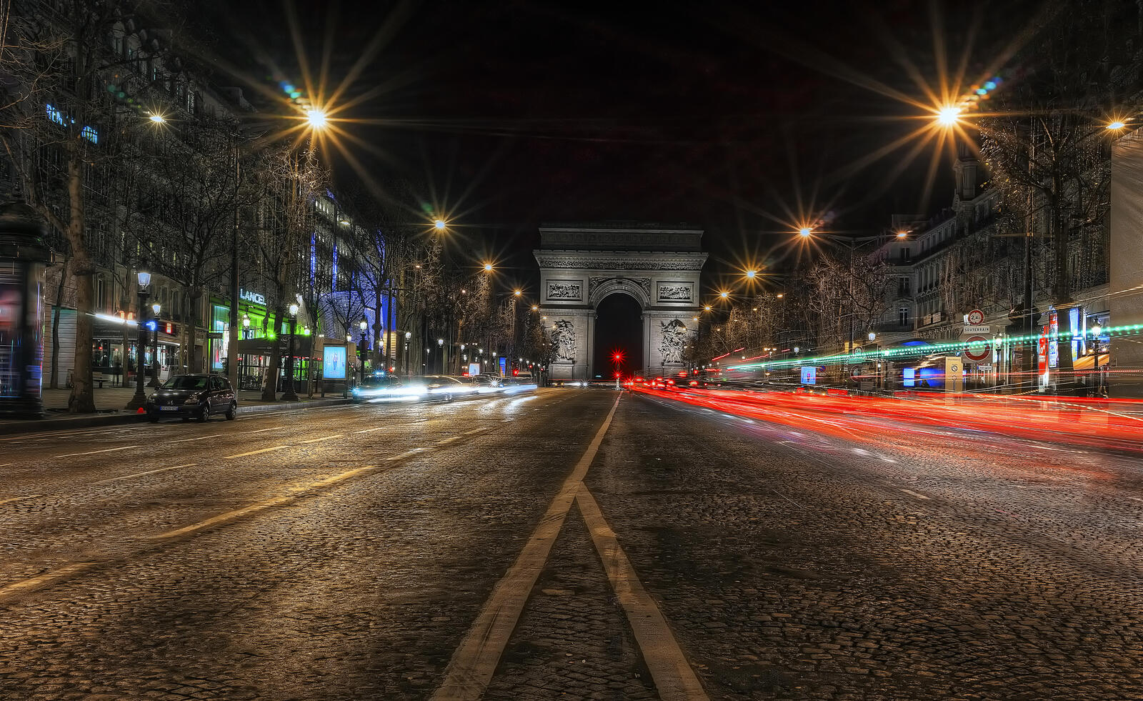 Обои ночная улица улица Франция на рабочий стол