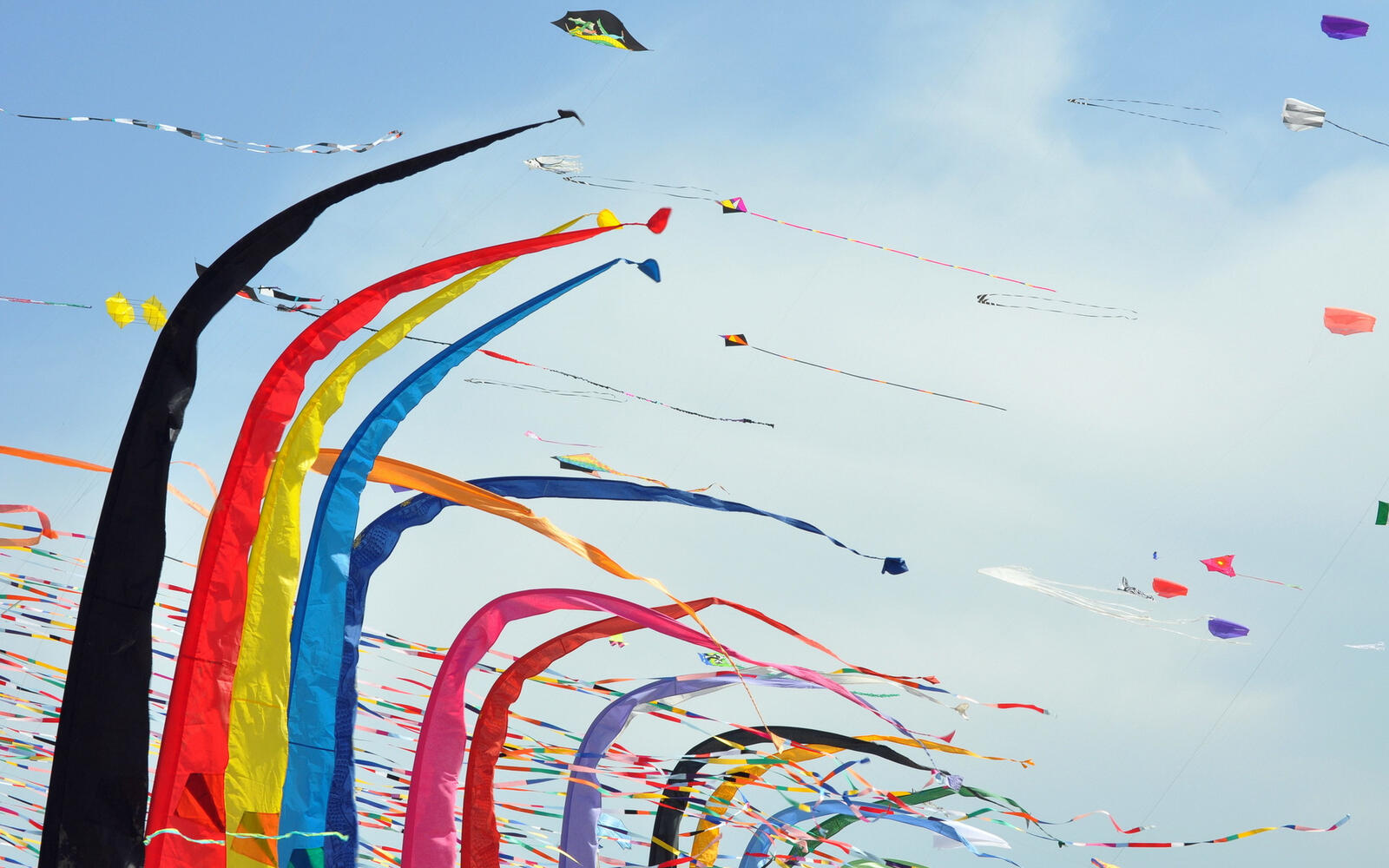 Wallpapers kites different ribbons on the desktop