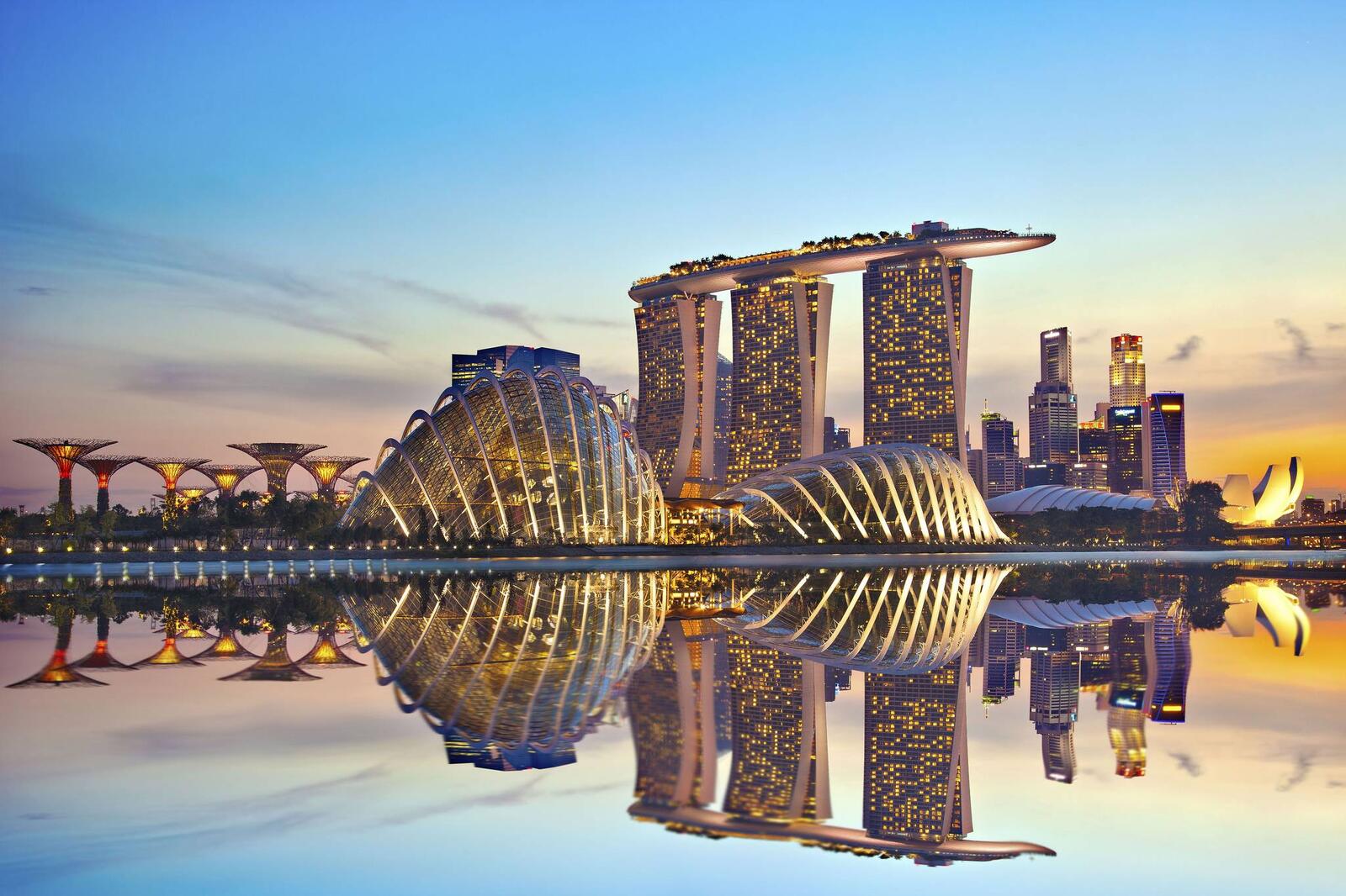 Обои дома Сингапур отражение на рабочий стол