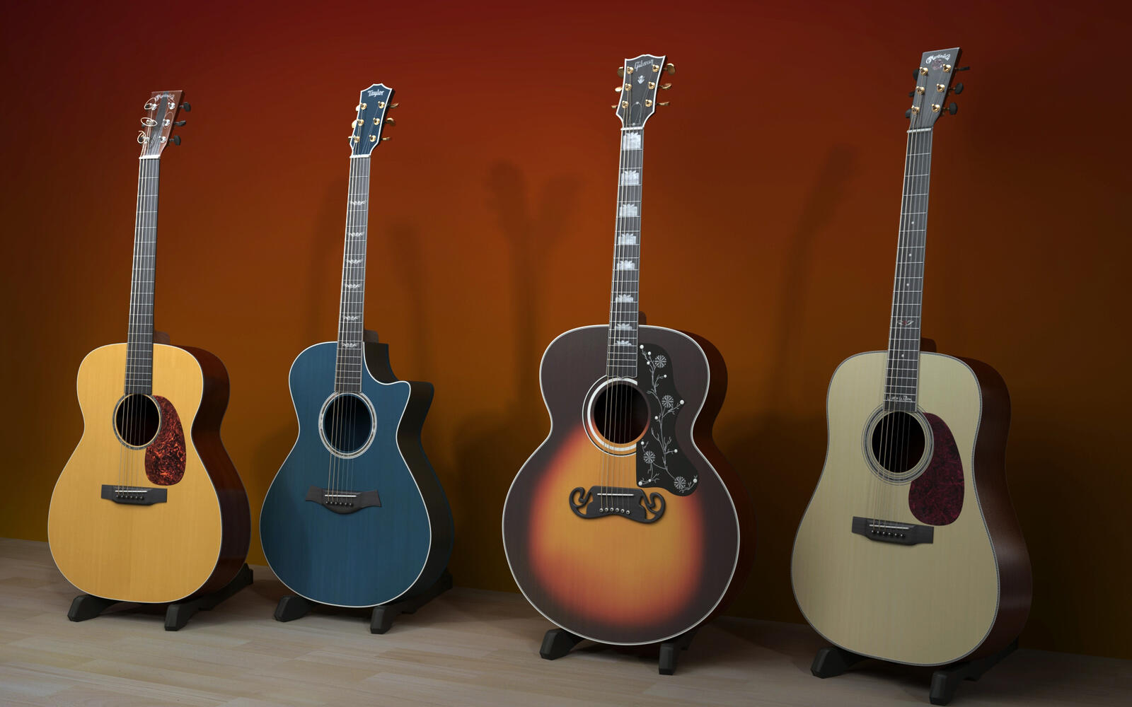 Wallpapers guitars acoustic different on the desktop