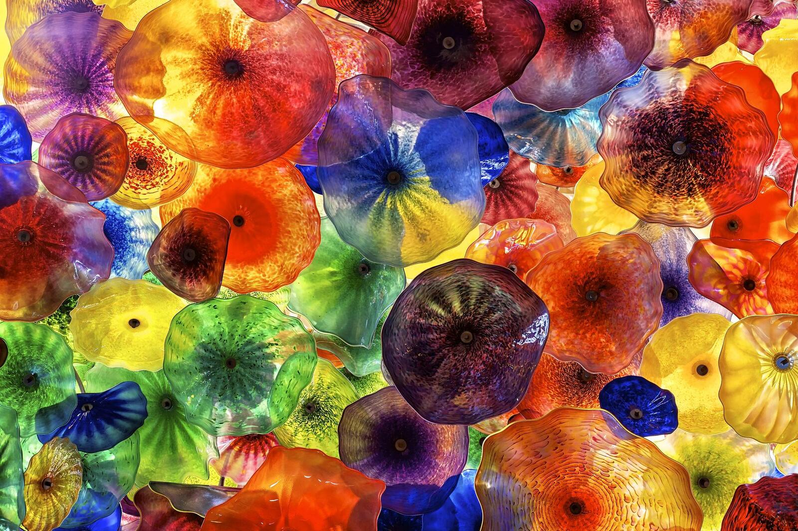 桌面上的壁纸贝拉吉奥酒店天花板上的玻璃花 拉斯维加斯 科摩罗之花