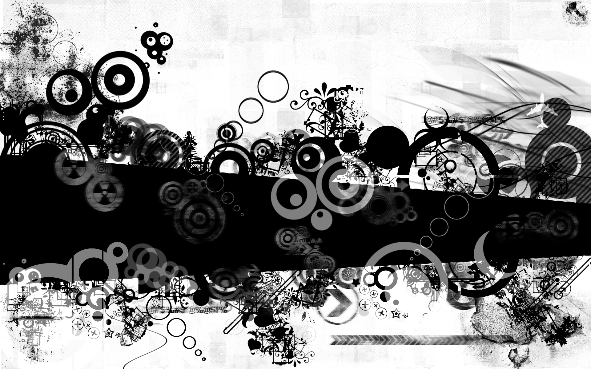 Wallpapers black and white stripes circles on the desktop