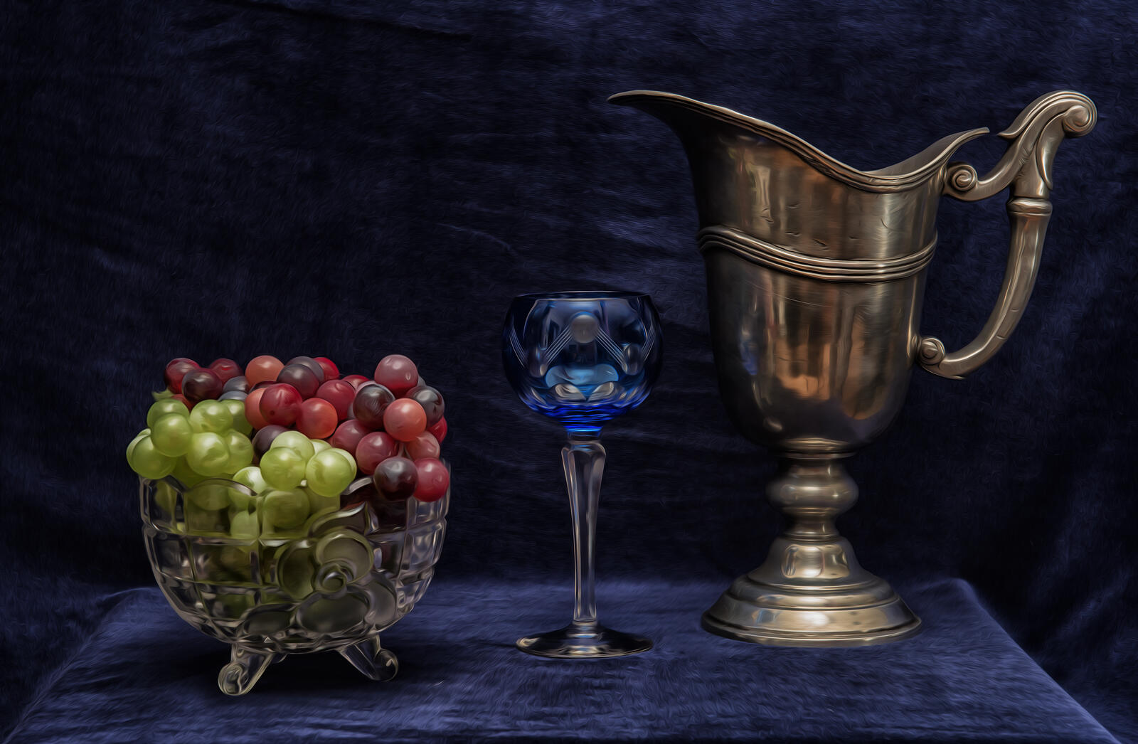 Wallpapers jug glass grapes on the desktop