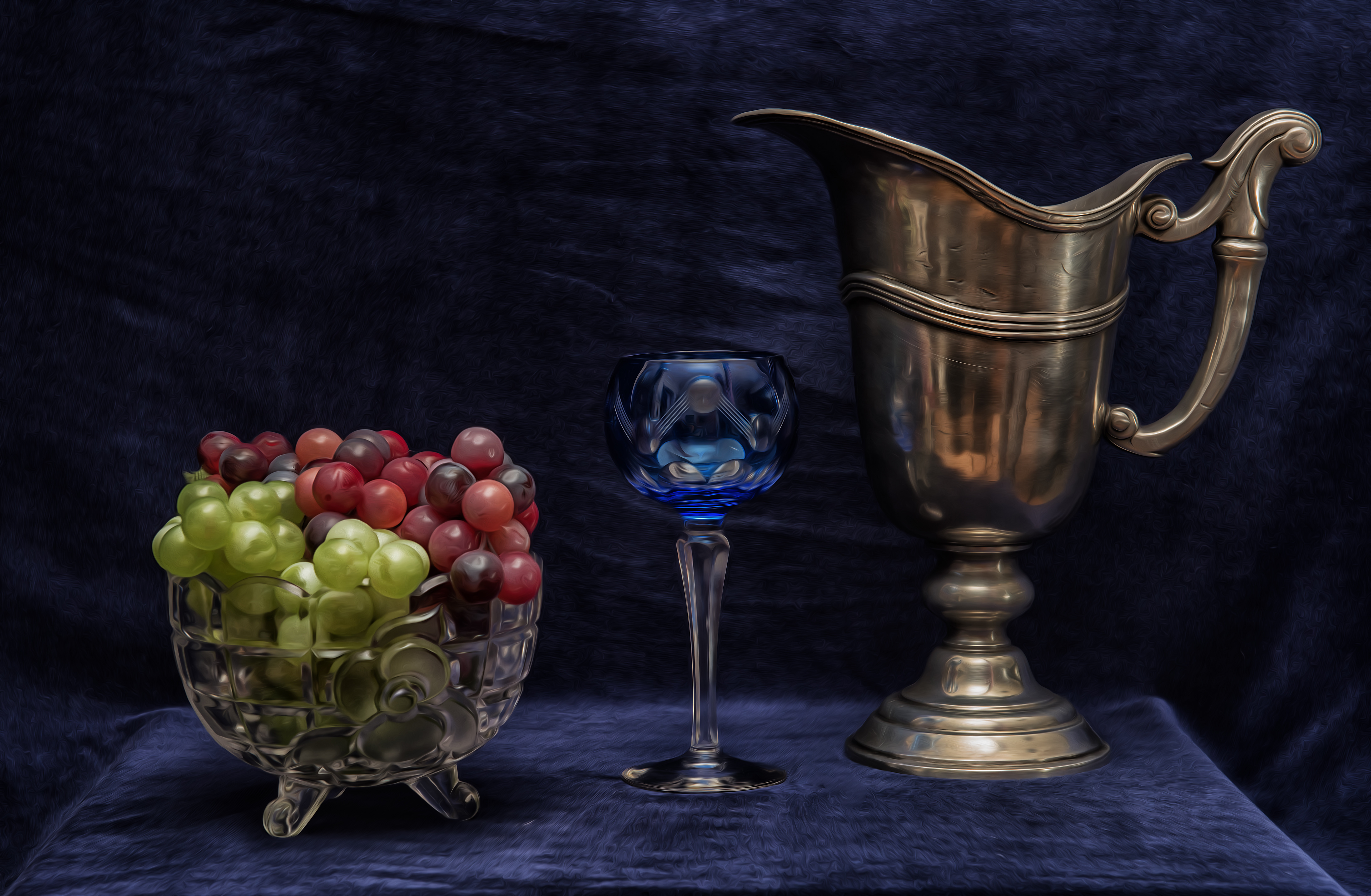 Фото бесплатно кувшин, бокал, виноград