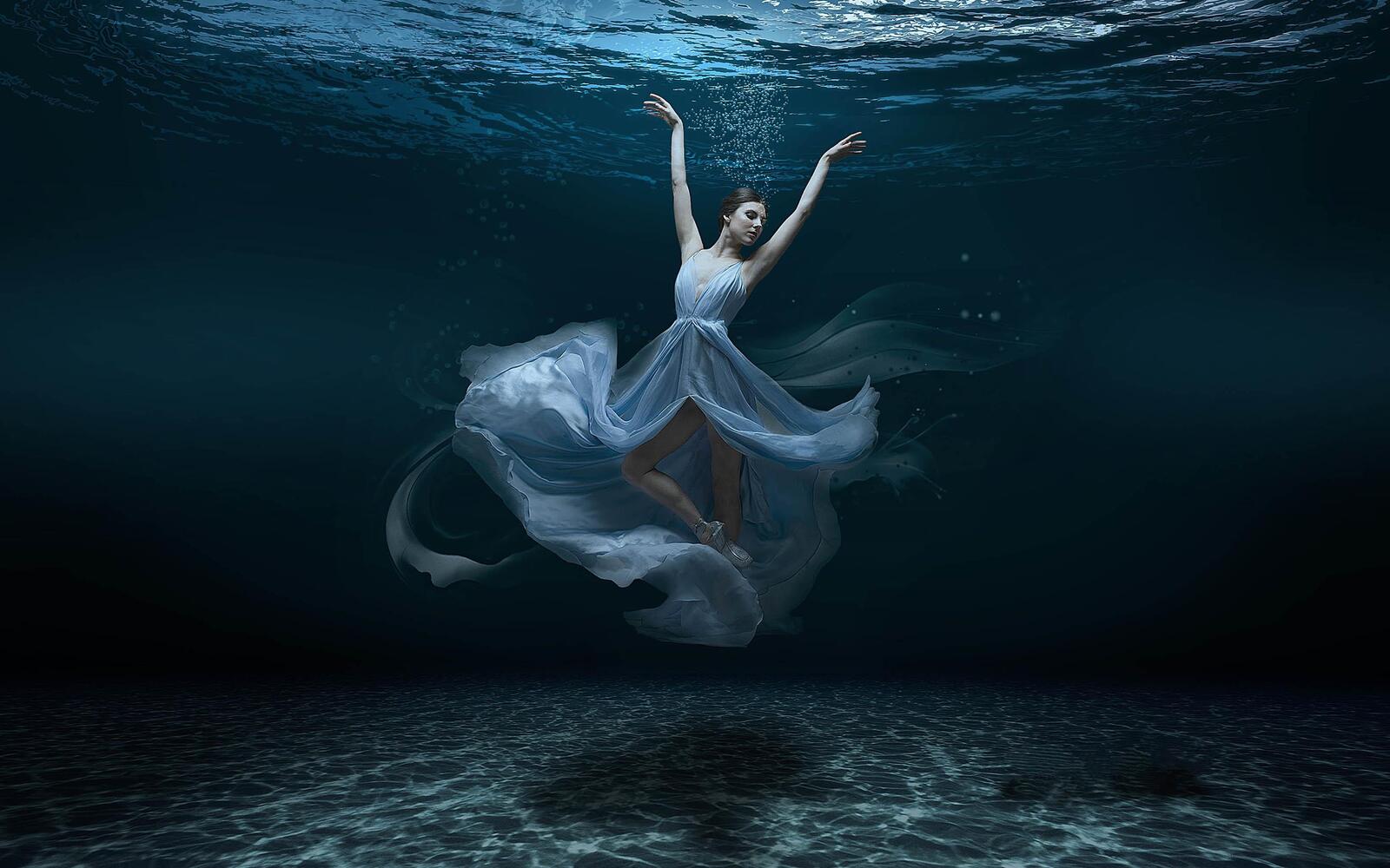 Wallpapers the sea the seabed the girl ballerina on the desktop