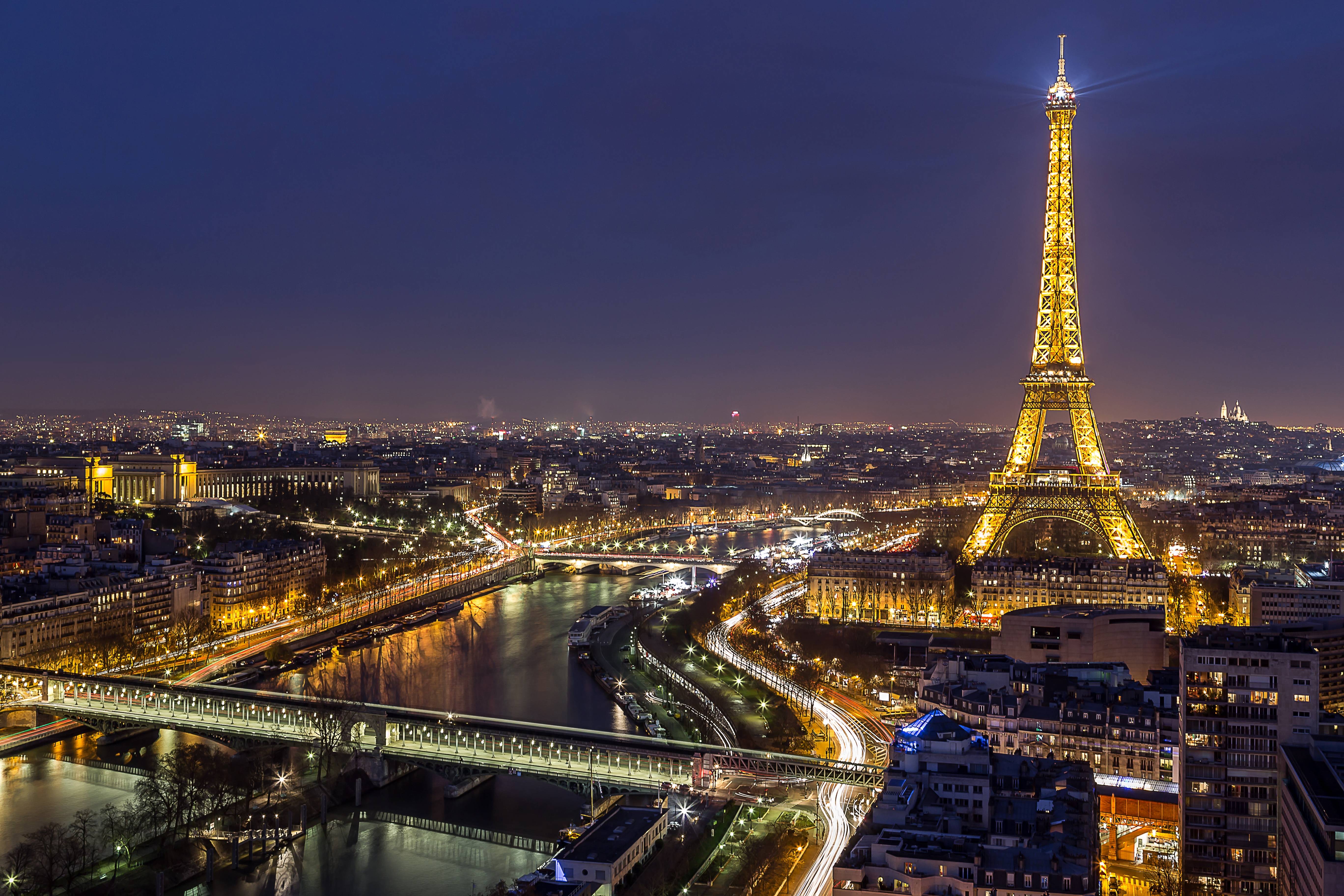 Обои Эйфелева Башня Франция ночные огни на рабочий стол