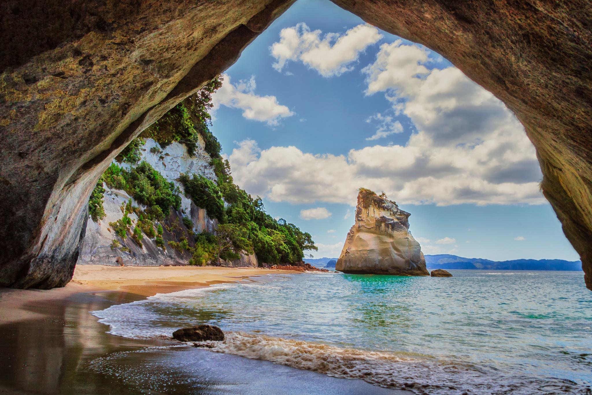 免费照片壁纸上的表海滩，洞穴