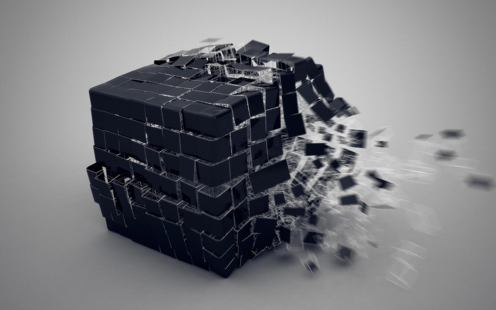 Wallpapers Splitting a cube split black cube on the desktop