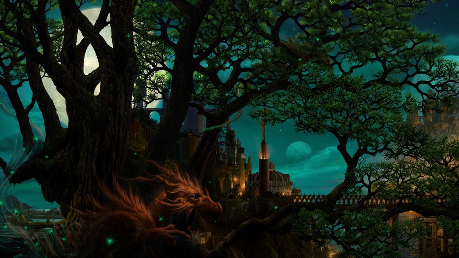 Wallpapers Castles trees fairy tale on the desktop
