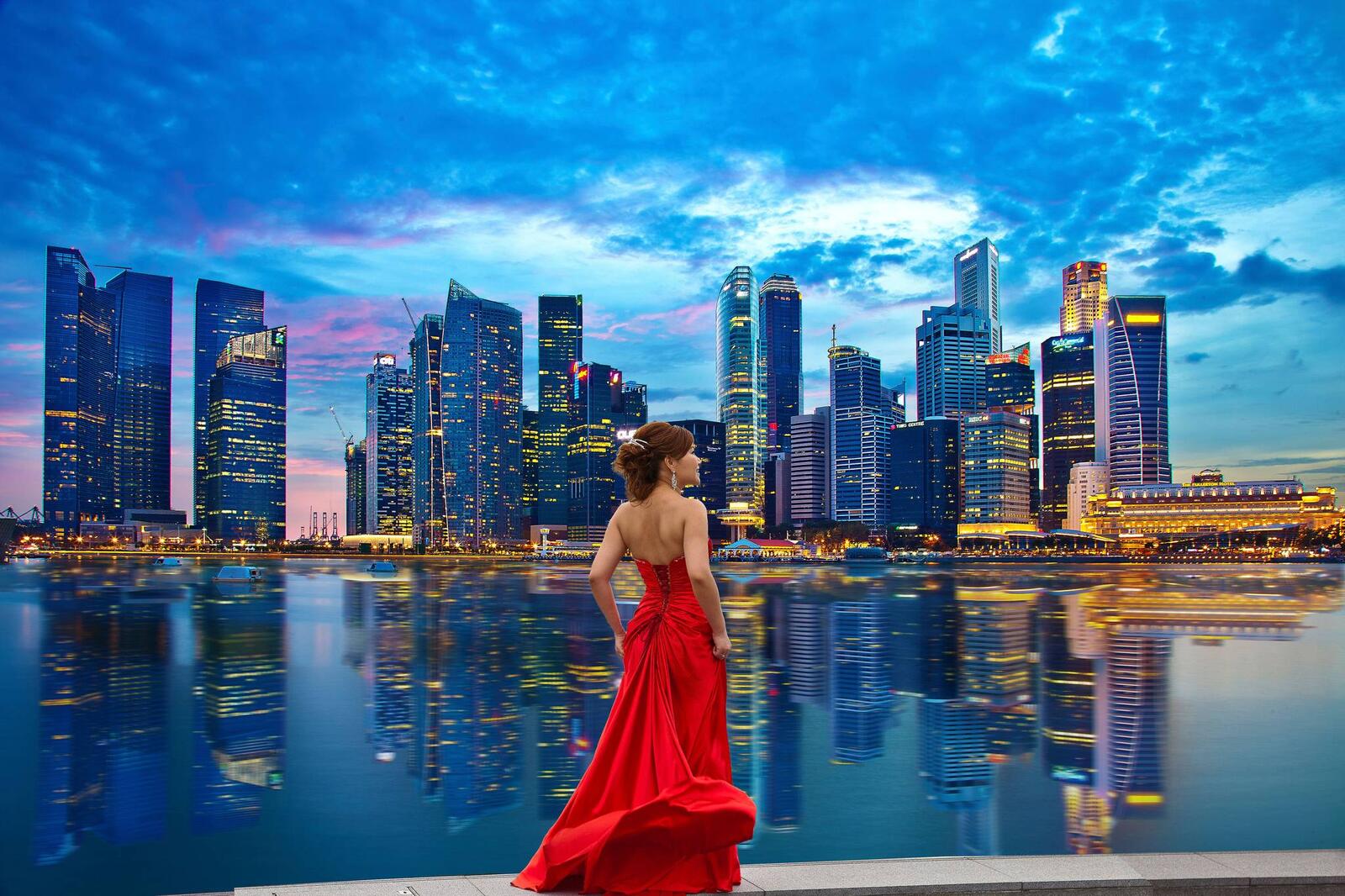 Обои Сингапур девушка город на рабочий стол