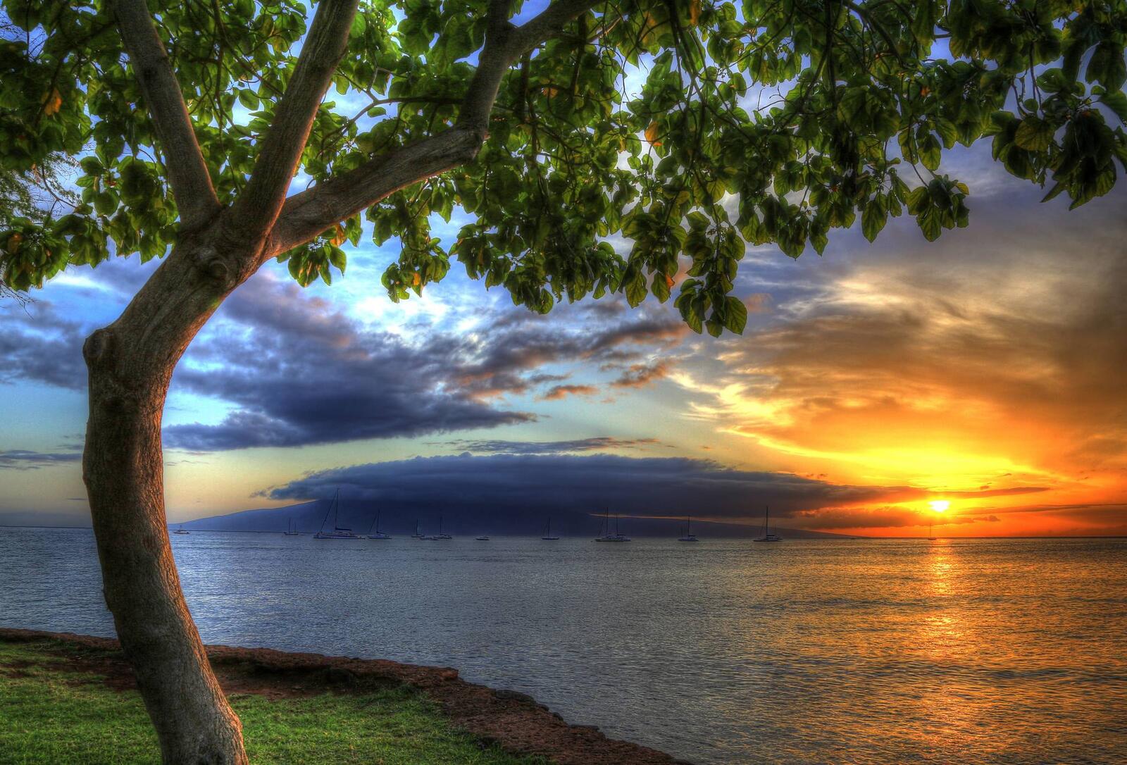 Обои Гавайи США закат солнца на рабочий стол