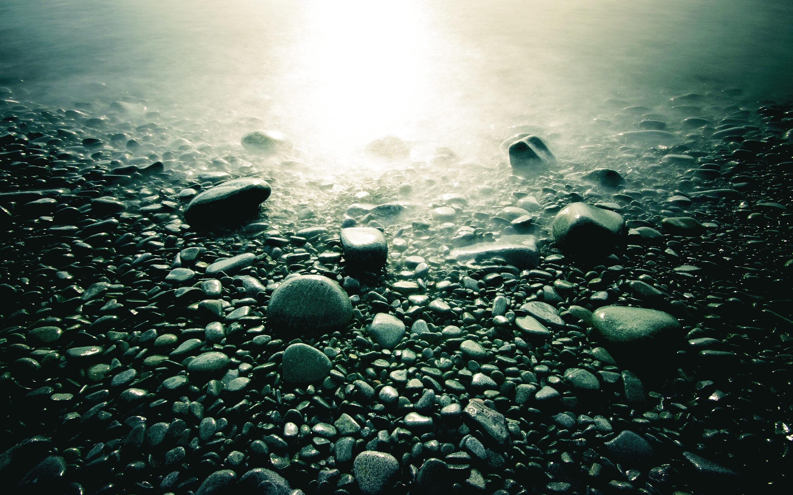 Wallpapers Rounded stones sunlight water on the desktop