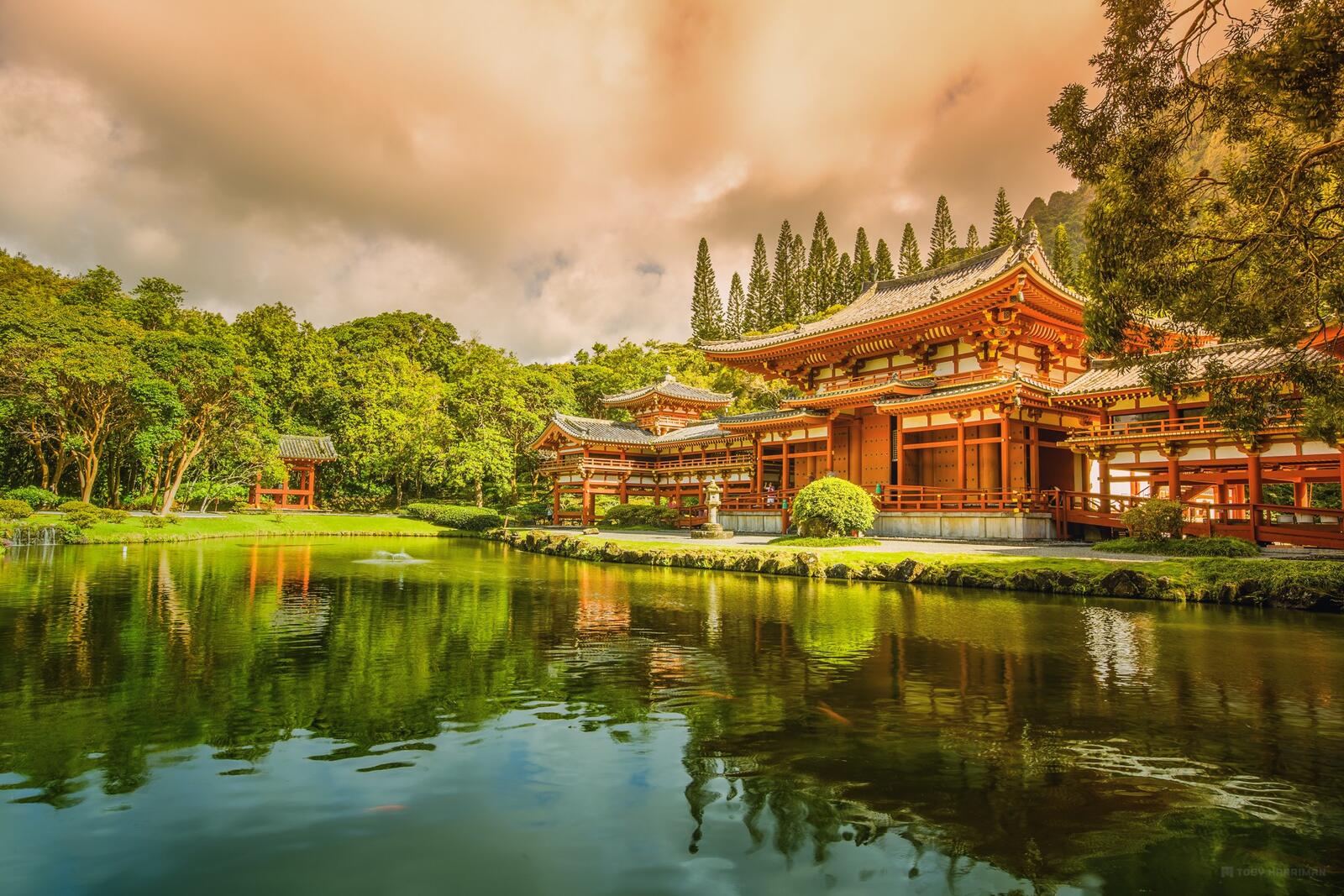 Wallpapers the mansion in Japan lake nature on the desktop
