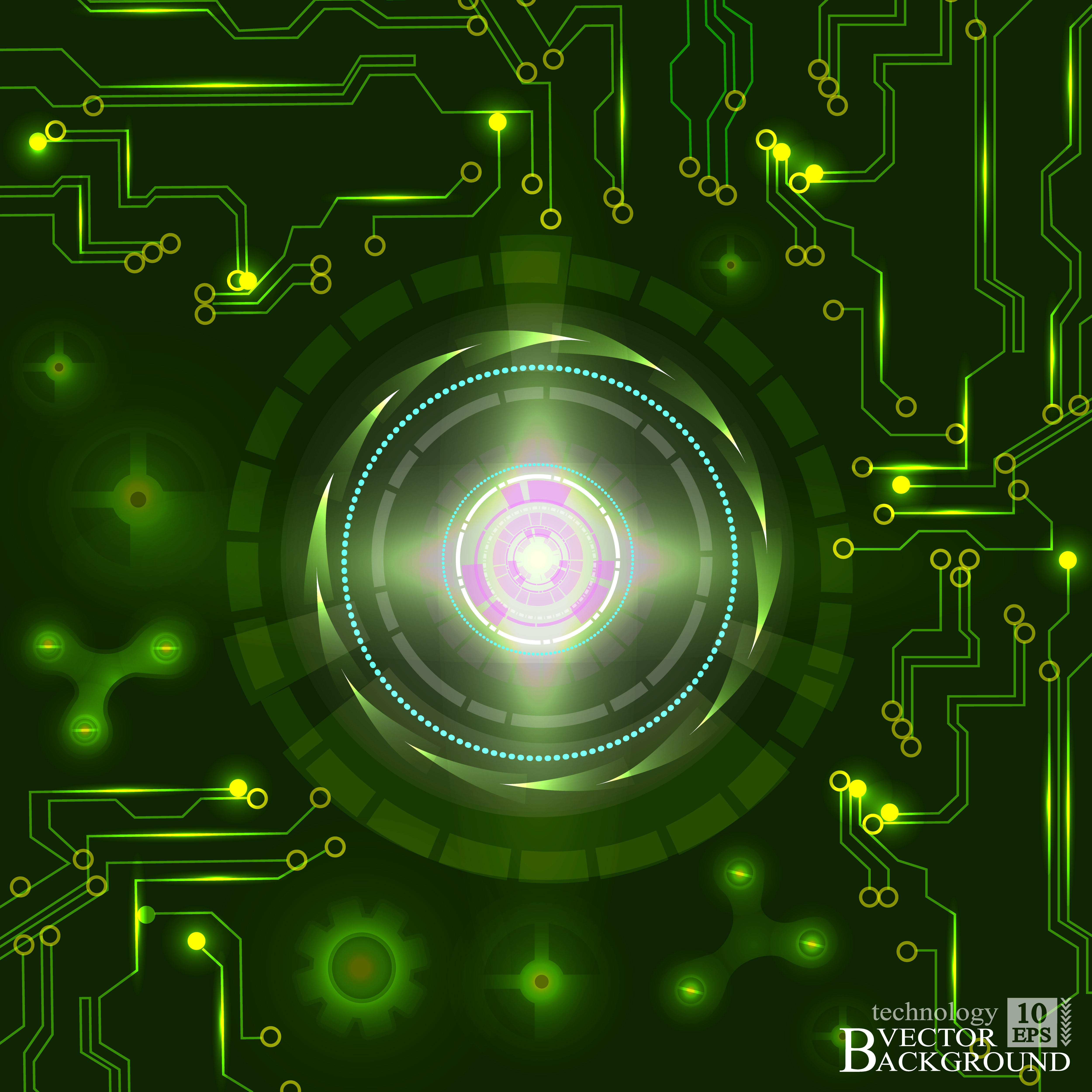Бесплатное фото Процессор и микросхема на зеленом фоне
