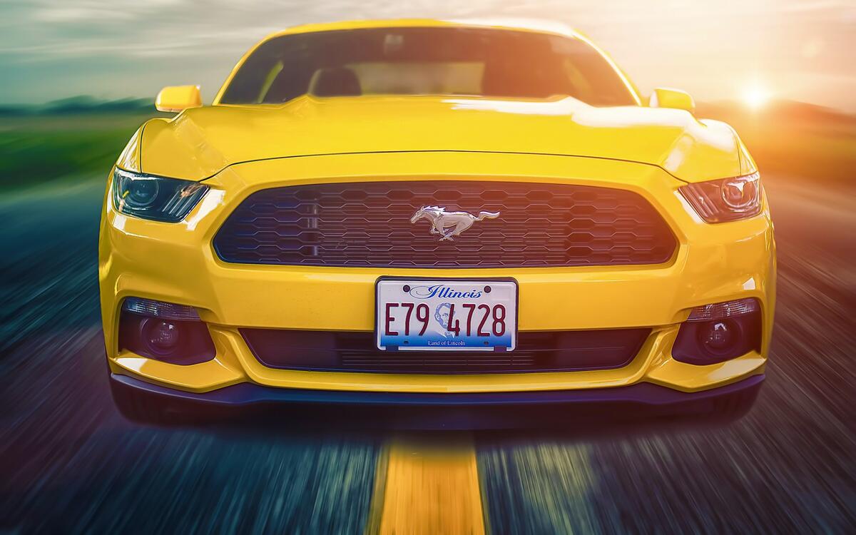 The new 2015 Ford Mustang in yellow