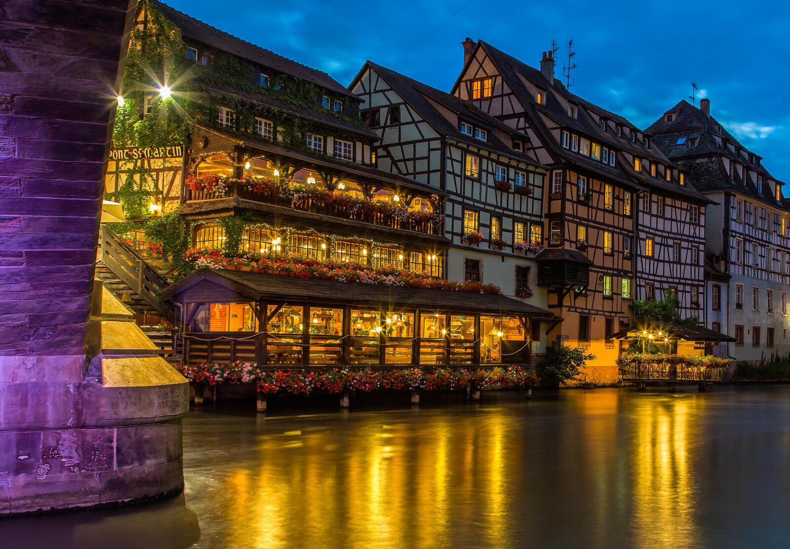 Обои Страсбург река город на рабочий стол