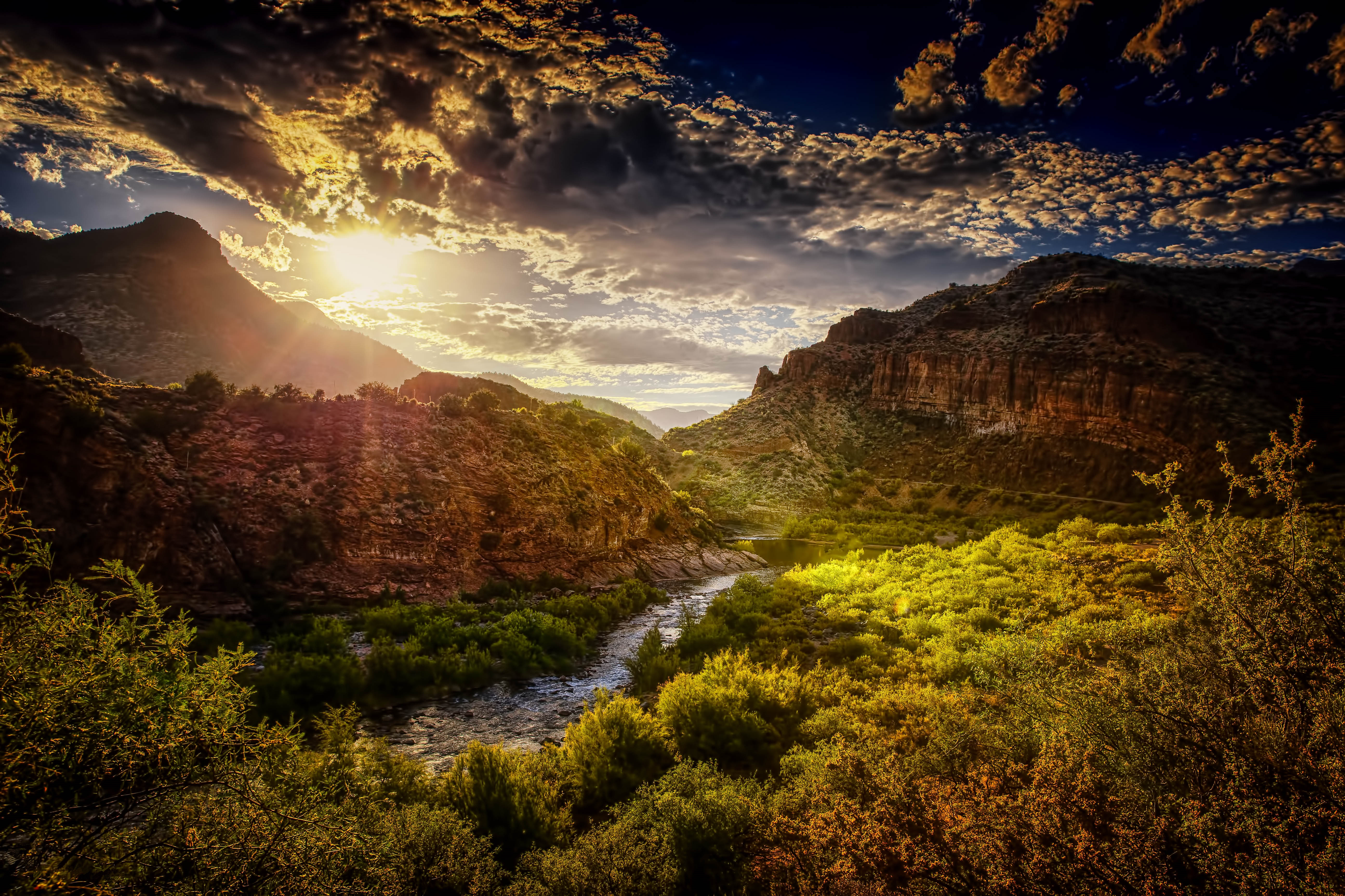 Обои Salt River Canyon Arizona закат река на рабочий стол